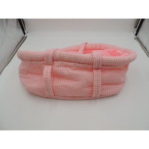 Doll carrier Pink gingham checked 14 x 8 large for many dolls or one larger doll